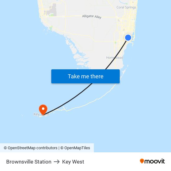 Brownsville Station to Key West map