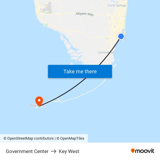 Government Center to Key West map