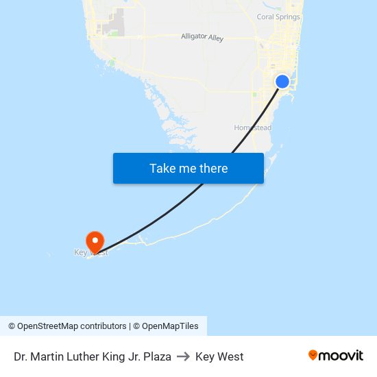 Dr. Martin Luther King Jr. Plaza to Key West map