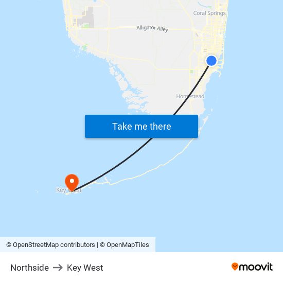 Northside to Key West map