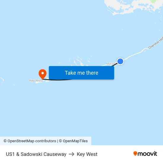 US1 & Sadowski Causeway to Key West map
