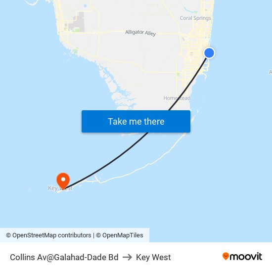 Collins Av@Galahad-Dade Bd to Key West map