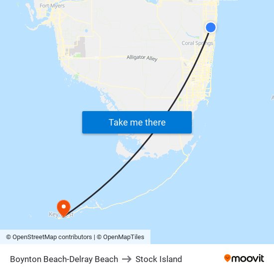 Boynton Beach-Delray Beach to Stock Island map