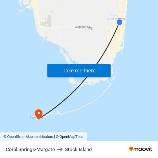 Coral Springs-Margate to Stock Island map