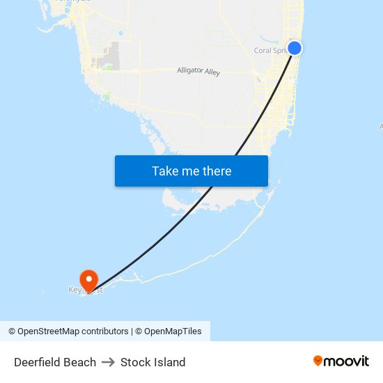 Deerfield Beach to Stock Island map