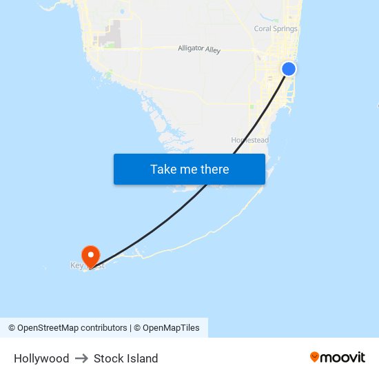 Hollywood to Stock Island map
