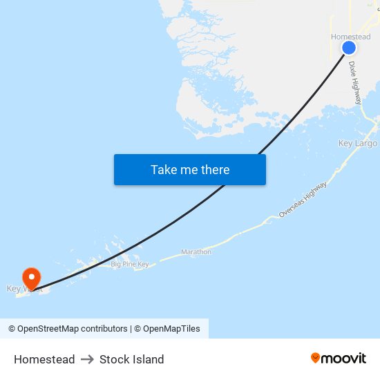 Homestead to Stock Island map