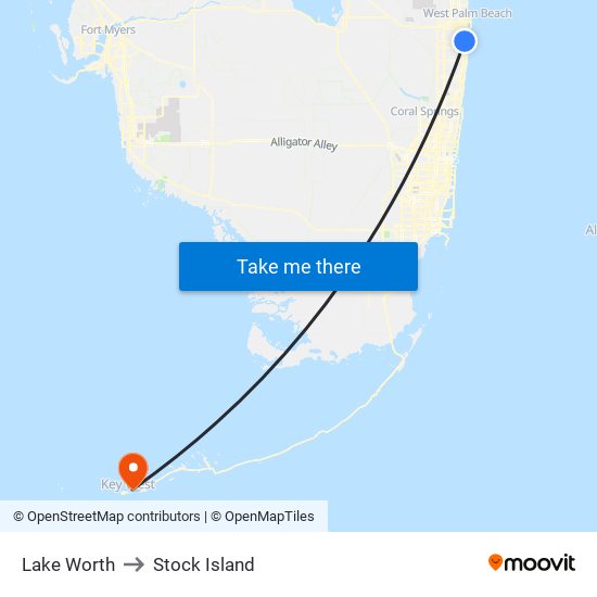 Lake Worth to Stock Island map