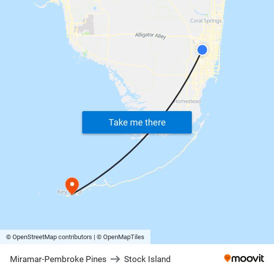 Miramar-Pembroke Pines to Stock Island map