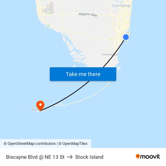 Biscayne Blvd @ NE 13 St to Stock Island map
