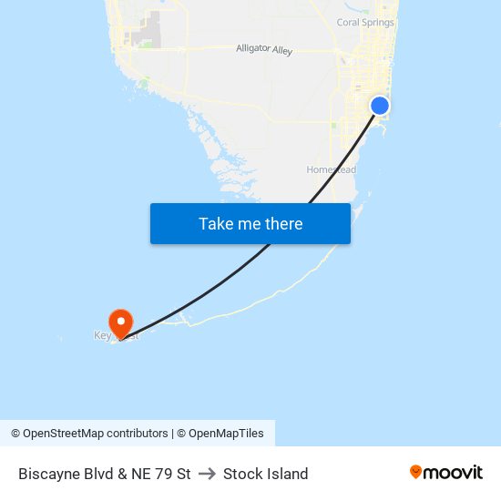 Biscayne Blvd & NE 79 St to Stock Island map