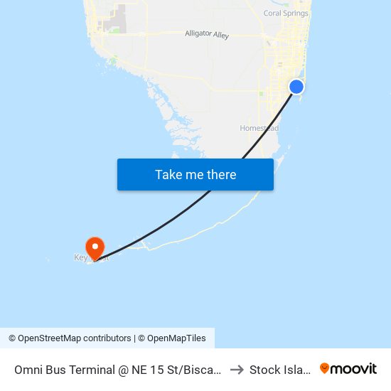 Omni Bus Terminal @ NE 15 St/Biscayne to Stock Island map