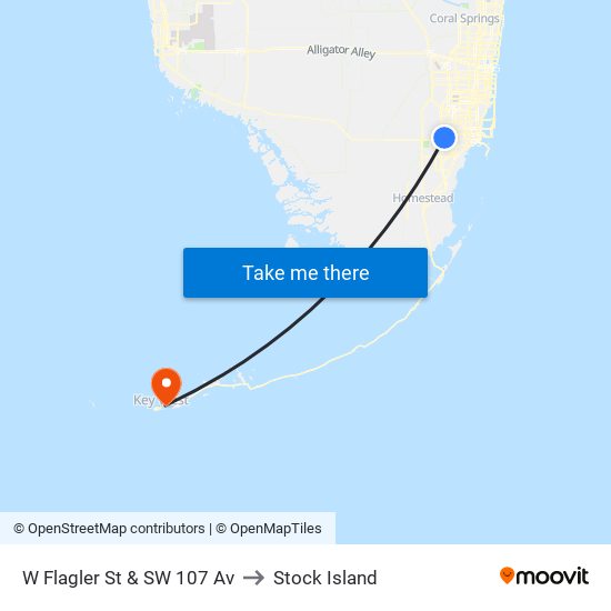 W Flagler St & SW 107 Av to Stock Island map