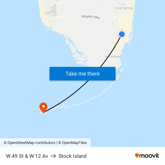 W 49 St & W 12 Av to Stock Island map