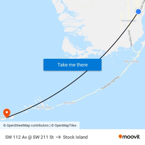 SW 112 Av @ SW 211 St to Stock Island map