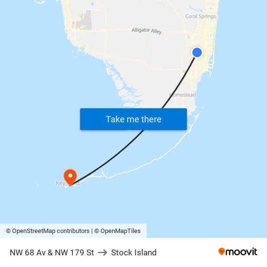 NW 68 Av & NW 179 St to Stock Island map