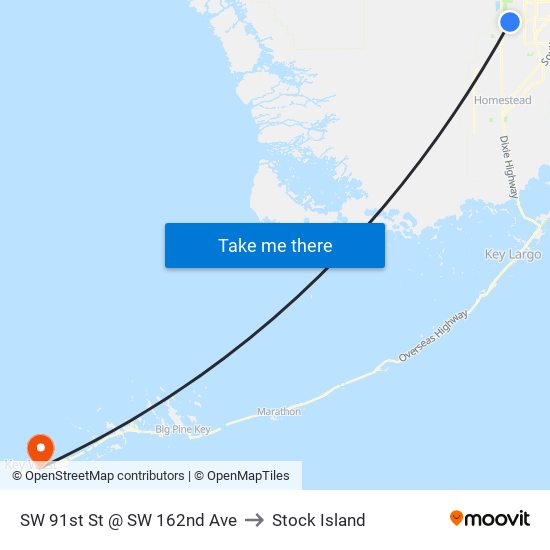 SW 91st St @ SW 162nd Ave to Stock Island map