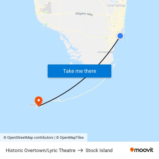 Historic Overtown/Lyric Theatre to Stock Island map