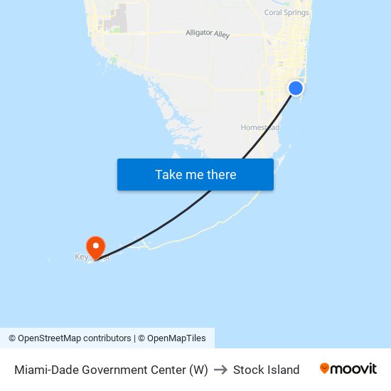 Miami-Dade Government Center (W) to Stock Island map