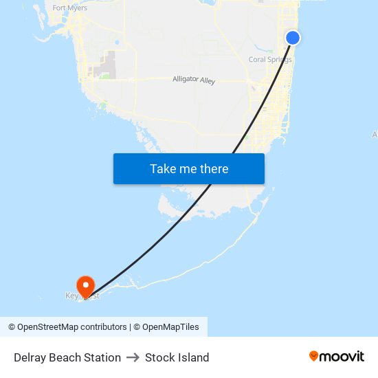 Delray Beach Station to Stock Island map