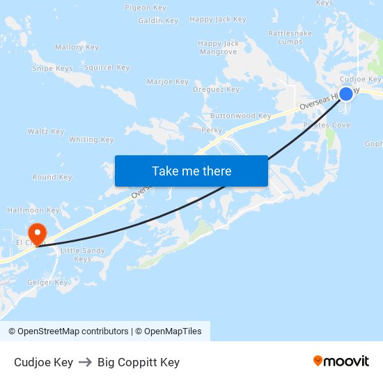 Cudjoe Key to Big Coppitt Key map