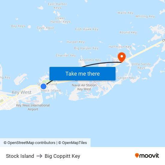 Stock Island to Big Coppitt Key map