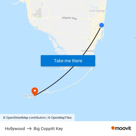 Hollywood to Big Coppitt Key map