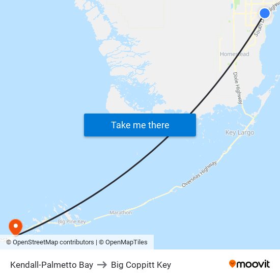 Kendall-Palmetto Bay to Big Coppitt Key map