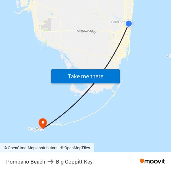 Pompano Beach to Big Coppitt Key map