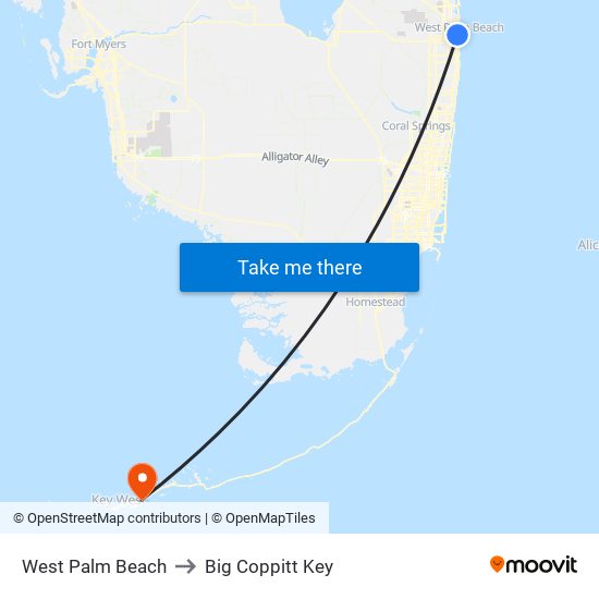 West Palm Beach to Big Coppitt Key map