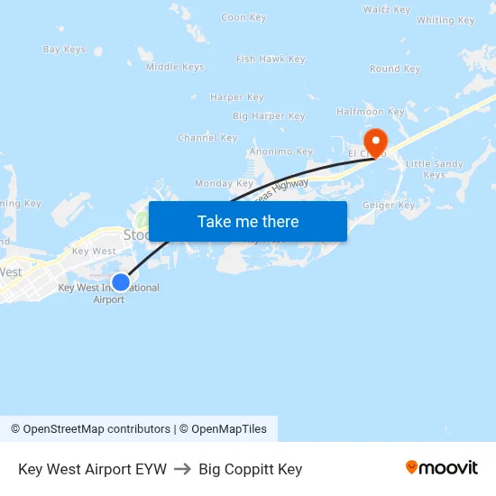 Key West Airport EYW to Big Coppitt Key map