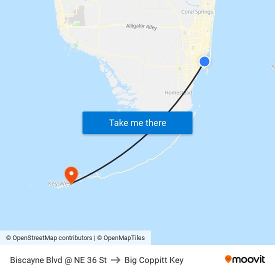 Biscayne Blvd @ NE 36 St to Big Coppitt Key map