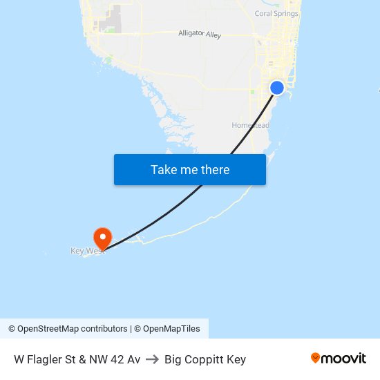 W Flagler St & NW 42 Av to Big Coppitt Key map