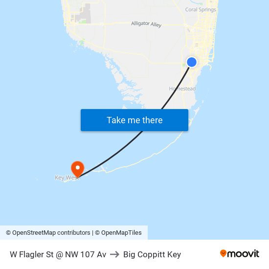 W Flagler St @ NW 107 Av to Big Coppitt Key map
