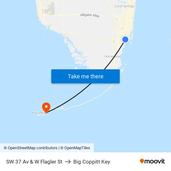 SW 37 Av & W Flagler St to Big Coppitt Key map