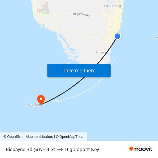 Biscayne Bd @ NE 4 St to Big Coppitt Key map
