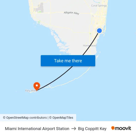 Miami International Airport Station to Big Coppitt Key map