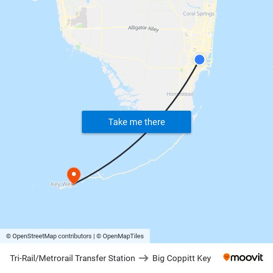 Tri-Rail/Metrorail Transfer Station to Big Coppitt Key map