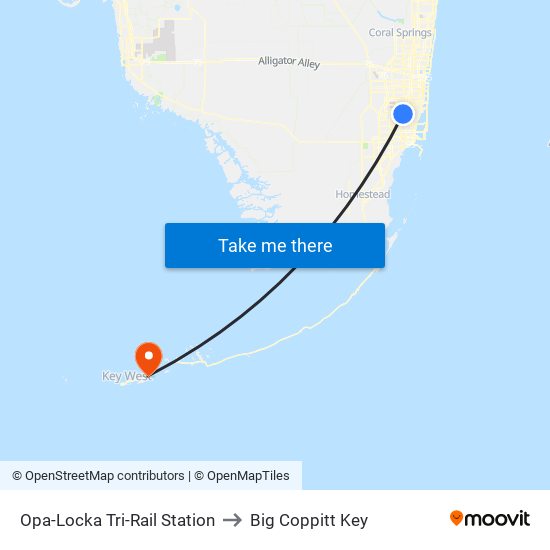 Opa-Locka Tri-Rail Station to Big Coppitt Key map