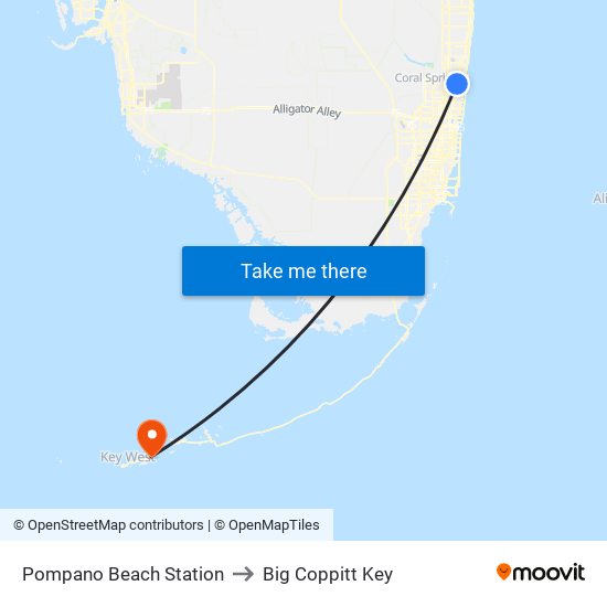 Pompano Beach Station to Big Coppitt Key map