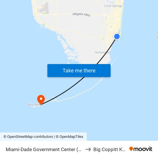 Miami-Dade Government Center (W) to Big Coppitt Key map