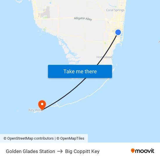 Golden Glades Station to Big Coppitt Key map