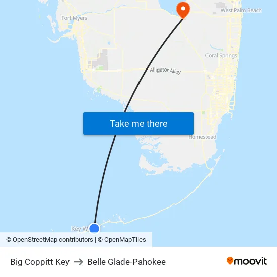Big Coppitt Key to Belle Glade-Pahokee map