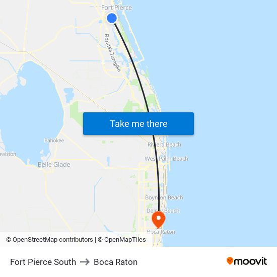 Fort Pierce South to Boca Raton map