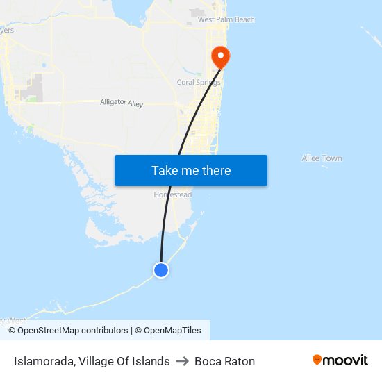 Islamorada, Village Of Islands to Boca Raton map