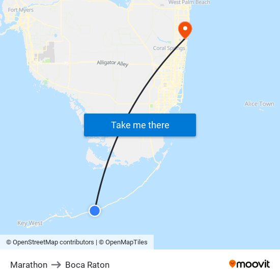 Marathon to Boca Raton map