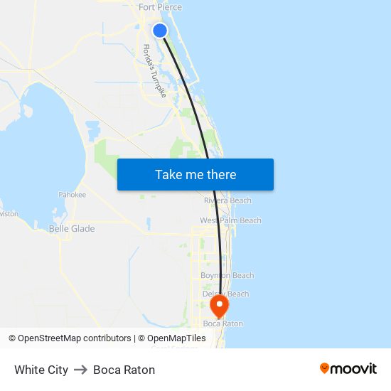 White City to Boca Raton map