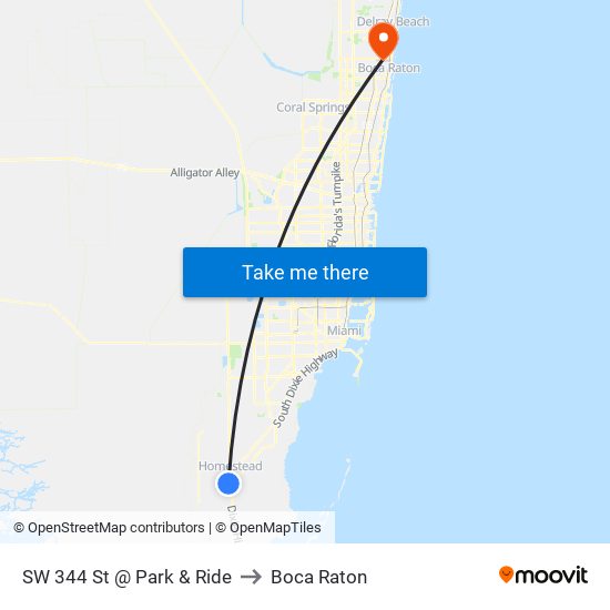 SW 344 St @ Park & Ride to Boca Raton map