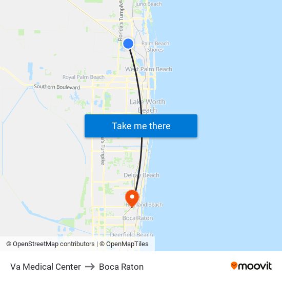 VA MEDICAL CENTER to Boca Raton map