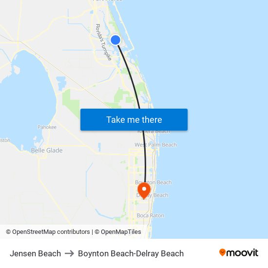 Jensen Beach to Boynton Beach-Delray Beach map